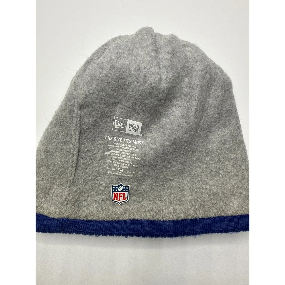 New Era Buffalo Bills 1960 NFL 100 Pom Beanie Blue Knit Hat Fleece Lined OSFM
